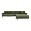 Lido Lounge Sofa - Sofa højrevendt i olivengrøn med fire puder