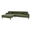 Lido Lounge Sofa - Sofa venstrevendt i olivengrøn med fire puder