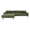 Lido Lounge Sofa - Sofa venstrevendt i olivengrøn med fire puder