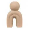 Lysestage, brun keramik, 17 cm.