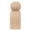 Lysestage, brun keramik, 17 cm.