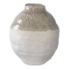 Vase i hvid og grøn keramik