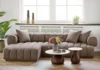 Aurora Loungesofa, Brun og venstrevendt med 3 puder